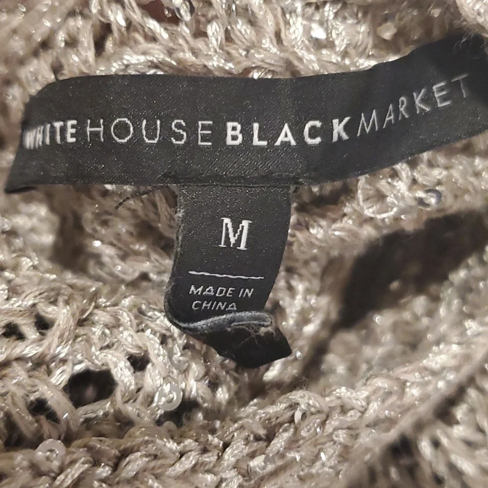 White House Black Market Fringe Sequin Metallic Colorblock Sweater Size M - Picture 8 of 8